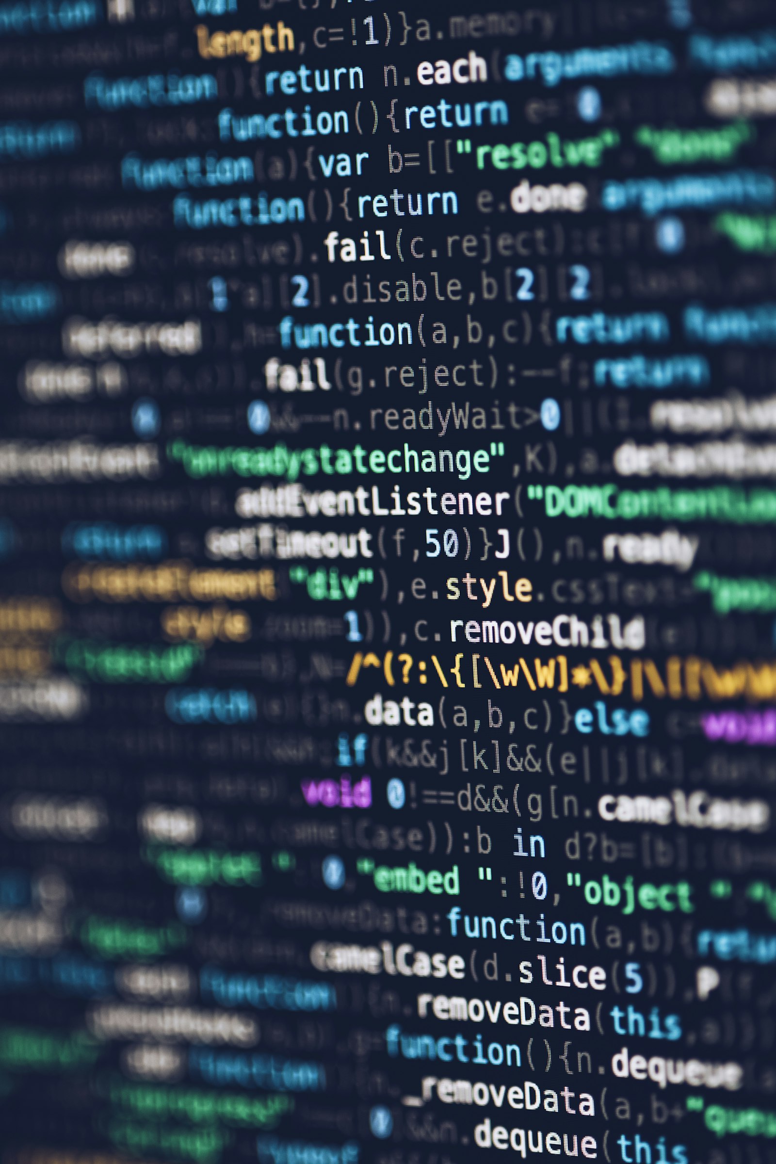 Abstract source code on a screen, illustrating digital technology